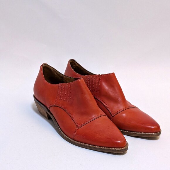 Nicole Shoes - Nicole Western Stitches Burnt Orange Leather Ankle Pointed Bootie Women's 6.5